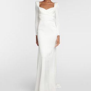 BRAND NEW NEVER WORN Alex Perry Long Sleeve Structured Shoulder Satin Crêpe Gown